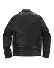 Black Embroidery Structured Quilted Leather Moto Biker Jacket