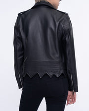Classic Black Asymmetrical Cropped Leather Jacket