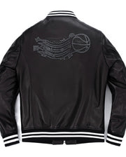 Black Patched Lambskin Varsity Letterman Bomber Leather Jacket