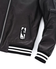 Black Patched Lambskin Varsity Letterman Bomber Leather Jacket