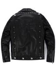 Black Rivet Punk Genuine Leather Moto Biker Jacket