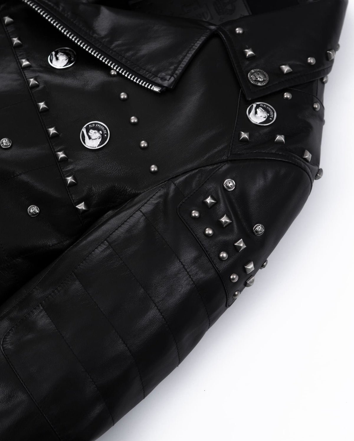 Black Rivet Punk Genuine Leather Moto Biker Jacket