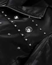 Black Rivet Punk Genuine Leather Moto Biker Jacket