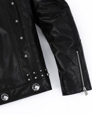 Black Rivet Punk Genuine Leather Moto Biker Jacket