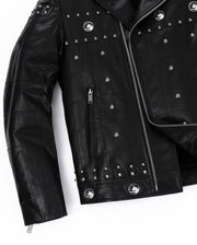 Black Rivet Punk Genuine Leather Moto Biker Jacket