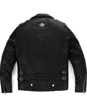 Black Quilted Genuine Leather Moto Biker Jacket with Belt