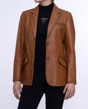 Woman's Brown Distressed Vintage Leather Blazer
