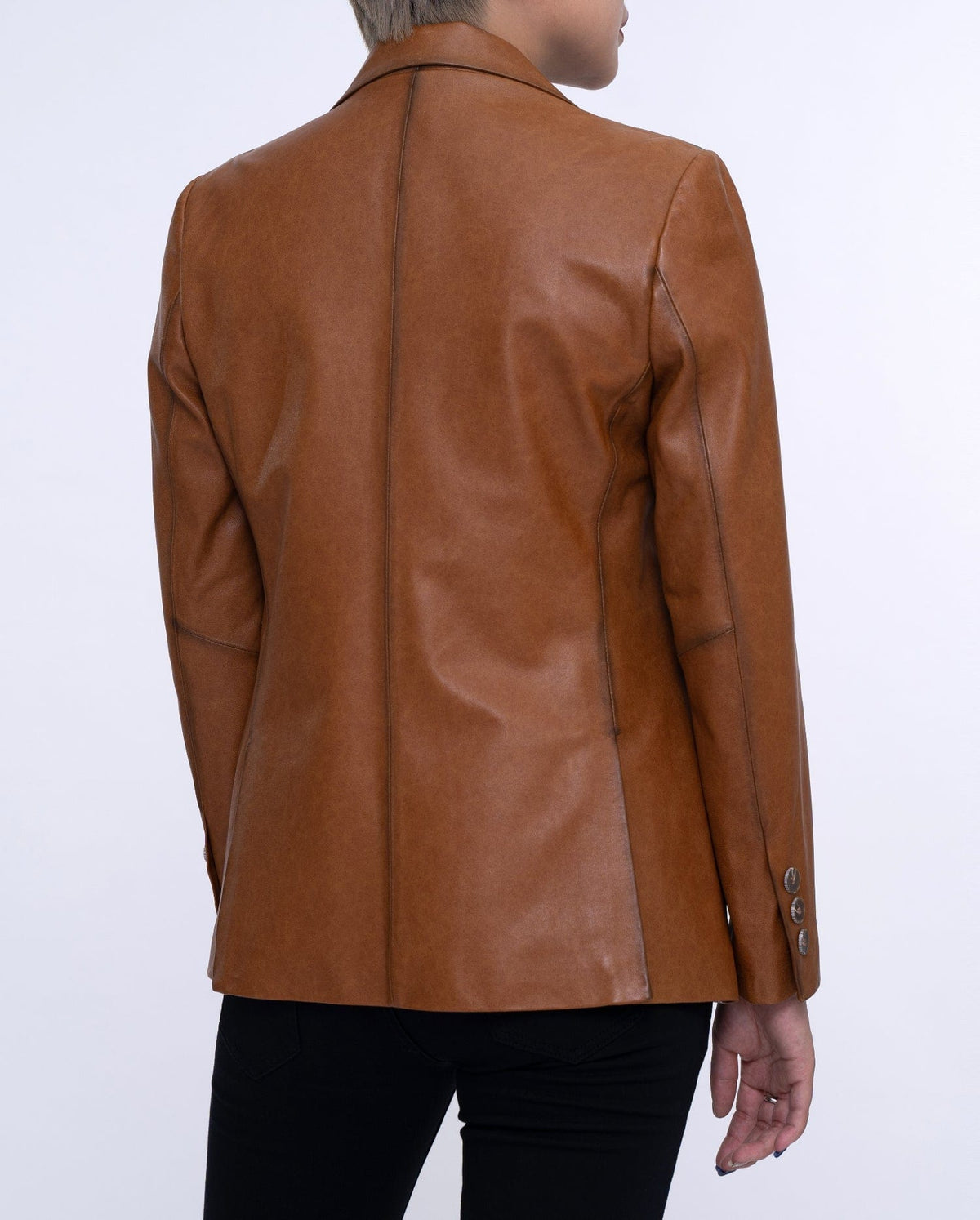 Woman's Brown Distressed Vintage Leather Blazer