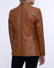 Woman's Brown Distressed Vintage Leather Blazer