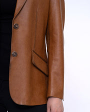 Woman's Brown Distressed Vintage Leather Blazer