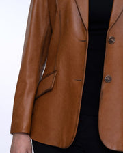 Woman's Brown Distressed Vintage Leather Blazer