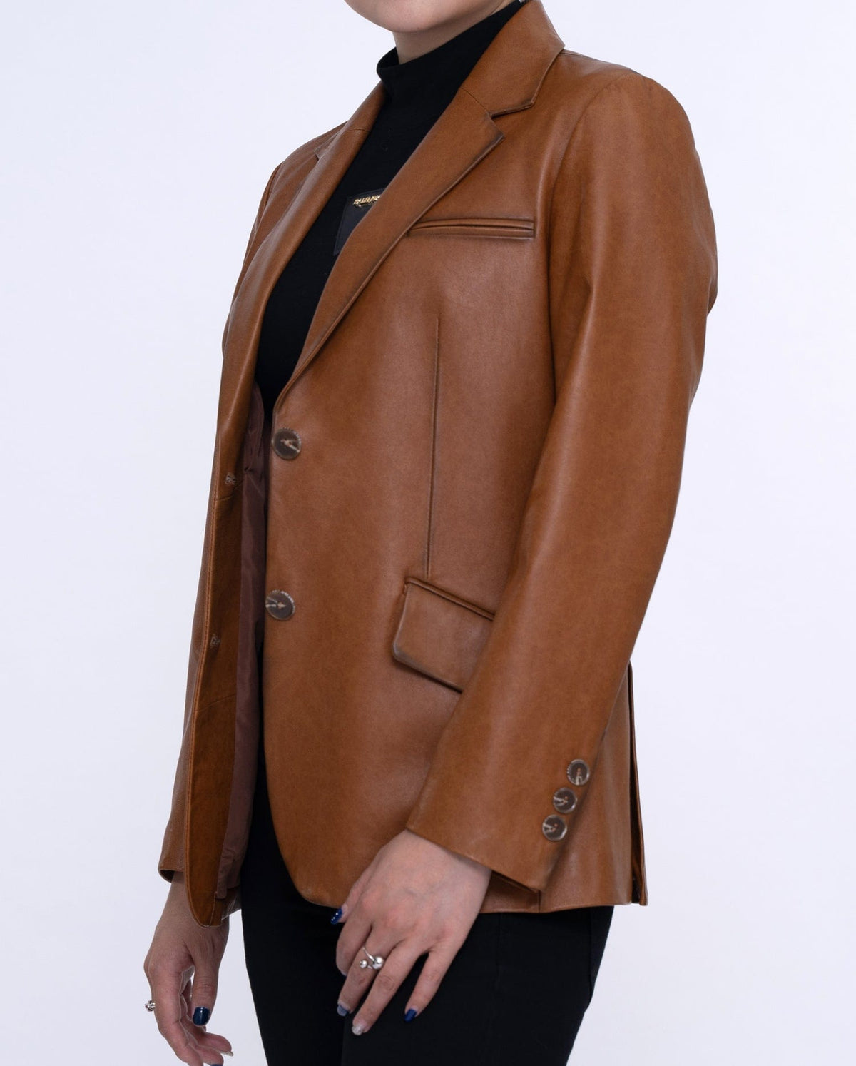 Woman's Brown Distressed Vintage Leather Blazer