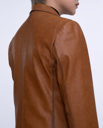 Woman's Brown Distressed Vintage Leather Blazer
