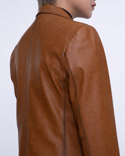 Woman's Brown Distressed Vintage Leather Blazer