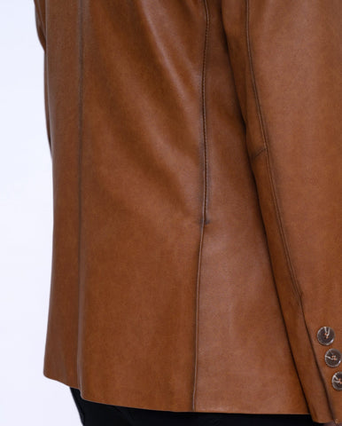 Woman's Brown Distressed Vintage Leather Blazer