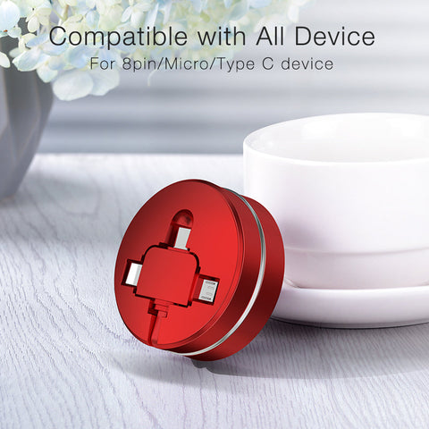 Cafele 3 in 1 Micro USB Type C 8 Pin USB Cable