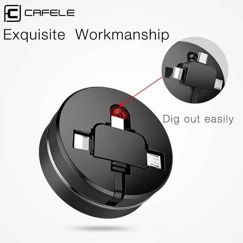 Cafele 3 in 1 Micro USB Type C 8 Pin USB Cable lbcase
