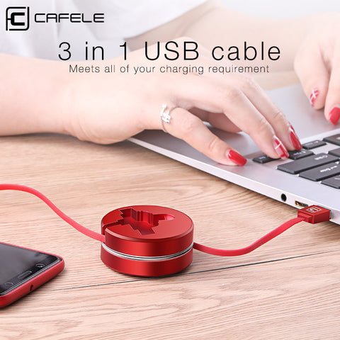 Cafele 3 in 1 Micro USB Type C 8 Pin USB Cable