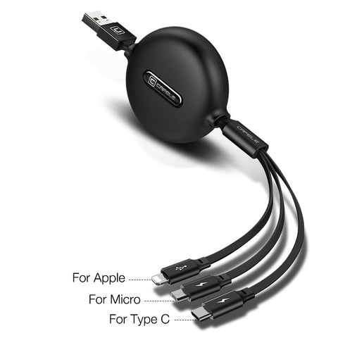 Cafele Retractable 3 in 1 USB Cable Micro Type C USB Cable