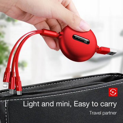 Cafele Retractable 3 in 1 USB Cable Micro Type C USB Cable lbcase