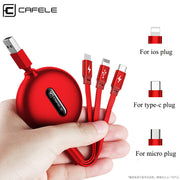 Cafele Retractable 3 in 1 USB Cable Micro Type C USB Cable