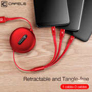 Cafele Retractable 3 in 1 USB Cable Micro Type C USB Cable