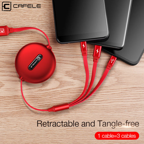 Cafele Retractable 3 in 1 USB Cable Micro Type C USB Cable