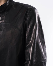 Classic Black Goatskin Leather Cafe Racer Jacket