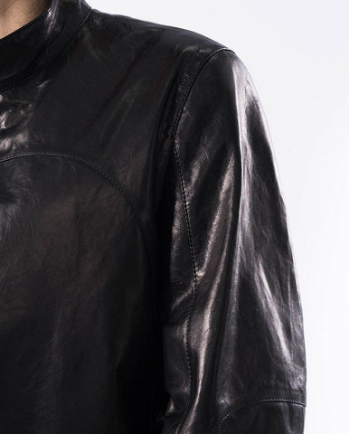 Classic Black Goatskin Leather Cafe Racer Jacket