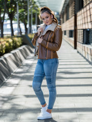 Rihanna Brown Sheepskin Jacket