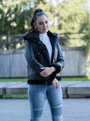 Zandy Black Hooded Sheepskin Jacket