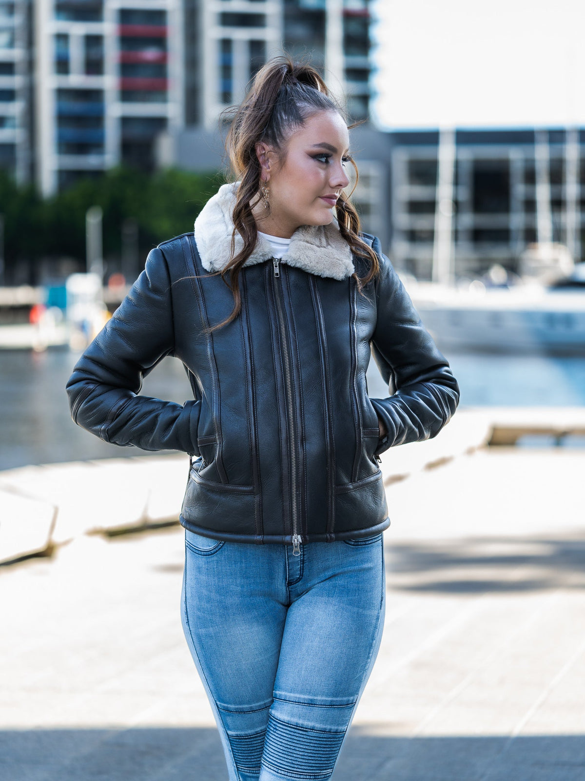 Piera Dark Brown Sheepskin Jacket