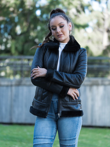 Petula Black Sheepskin Jacket