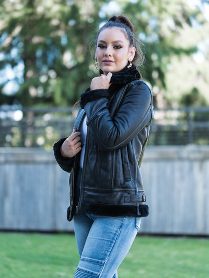 Petula Black Sheepskin Jacket