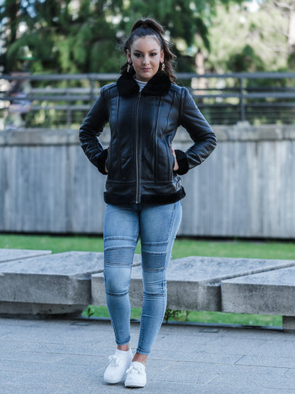 Petula Black Sheepskin Jacket