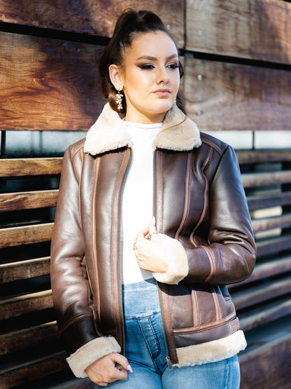 Jerica Dark Brown Sheepskin Jacket