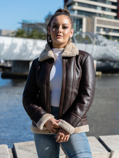Jerica Dark Brown Sheepskin Jacket