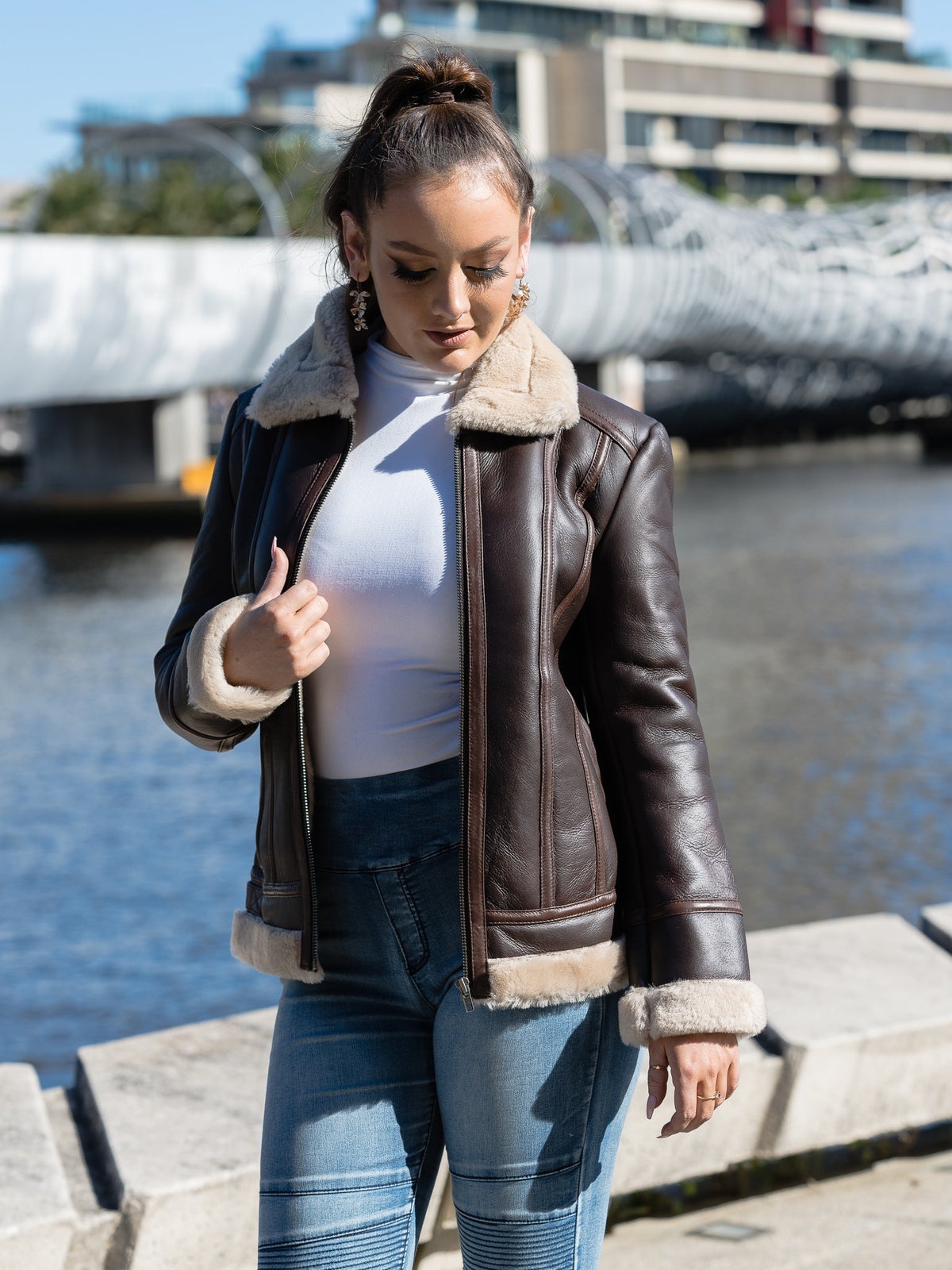 Jerica Dark Brown Sheepskin Jacket