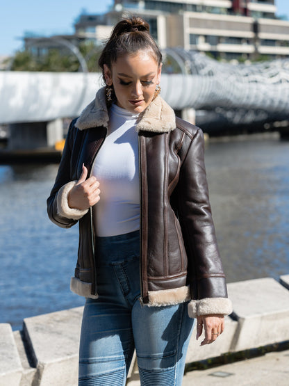 Jerica Dark Brown Sheepskin Jacket