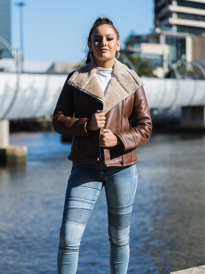 Lesia Dark Brown Sheepskin Jacket