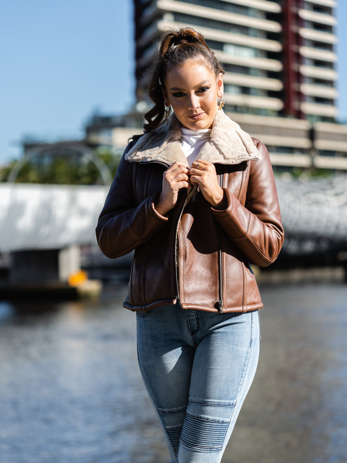 Lesia Dark Brown Sheepskin Jacket
