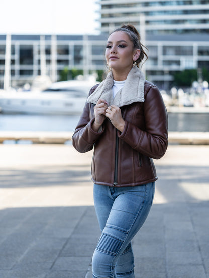 Lesia Dark Brown Sheepskin Jacket