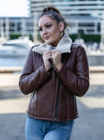 Lesia Dark Brown Sheepskin Jacket