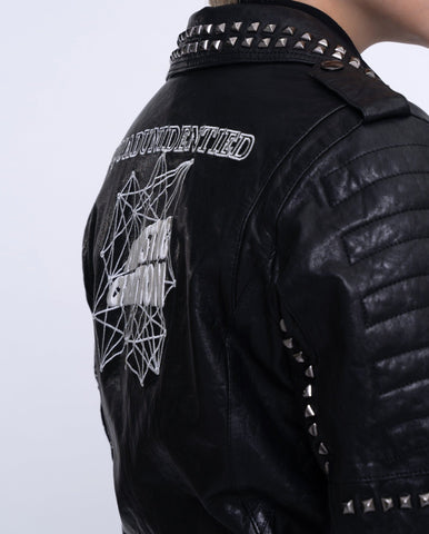 Woman's Studded Rivet Motorcycle Punk Leather Jacket