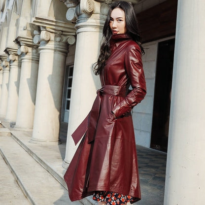 New Autumn Winter Women Fashion Genuine Leather Jacket Elegant