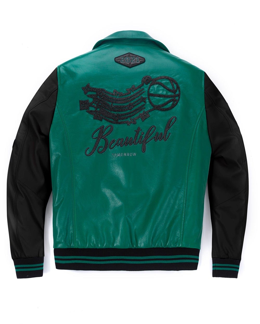 Lambskin Logo Embroidery Patched Genuine Leather Moto Biker Jacket