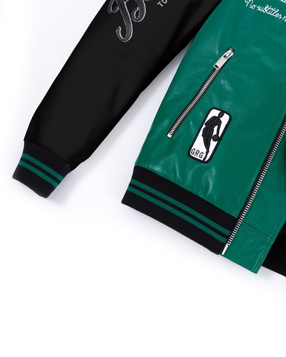 Lambskin Logo Embroidery Patched Genuine Leather Moto Biker Jacket