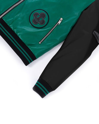 Lambskin Logo Embroidery Patched Genuine Leather Moto Biker Jacket