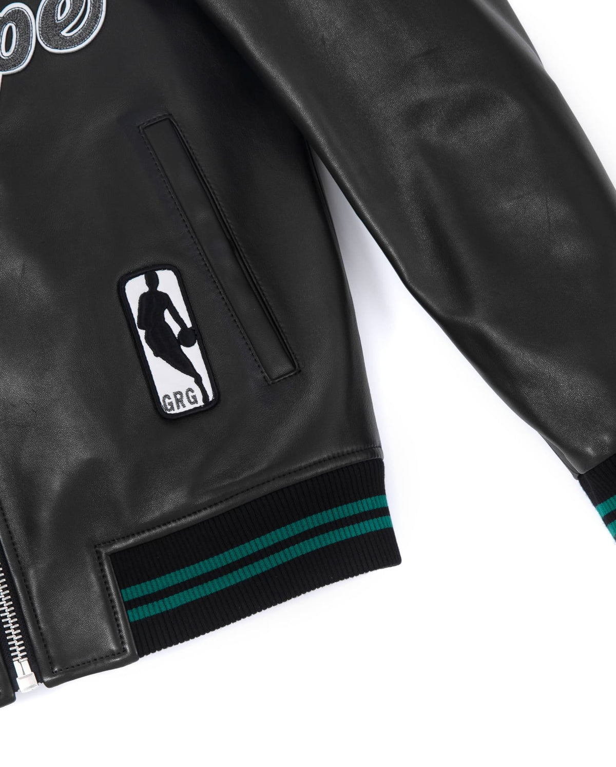 Lambskin Color Splicing Pattern Patched Leather Bomber Jacket