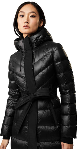 Calina Maxi Lightweight Down Coat with Sash Belt - Women's|-|Manteau Calina long de duvet léger avec ceinture - Femme